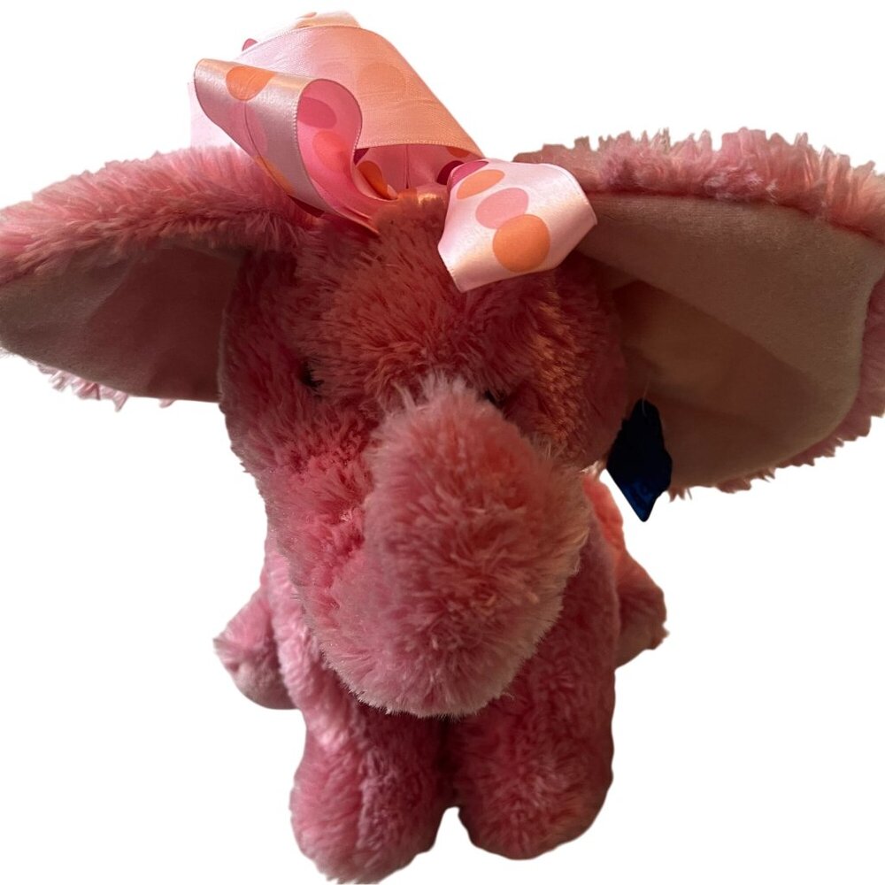 Applause Pink Baby Elephant With Pink Bow Plush Stuffed Animal Big Ears Soft 12"